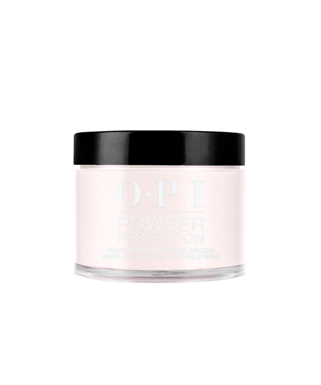 OPI powder in a clear container with black lid on a white background