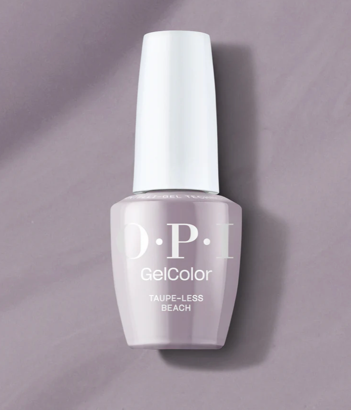 OPI GelColor nail polish bottle on a gray background