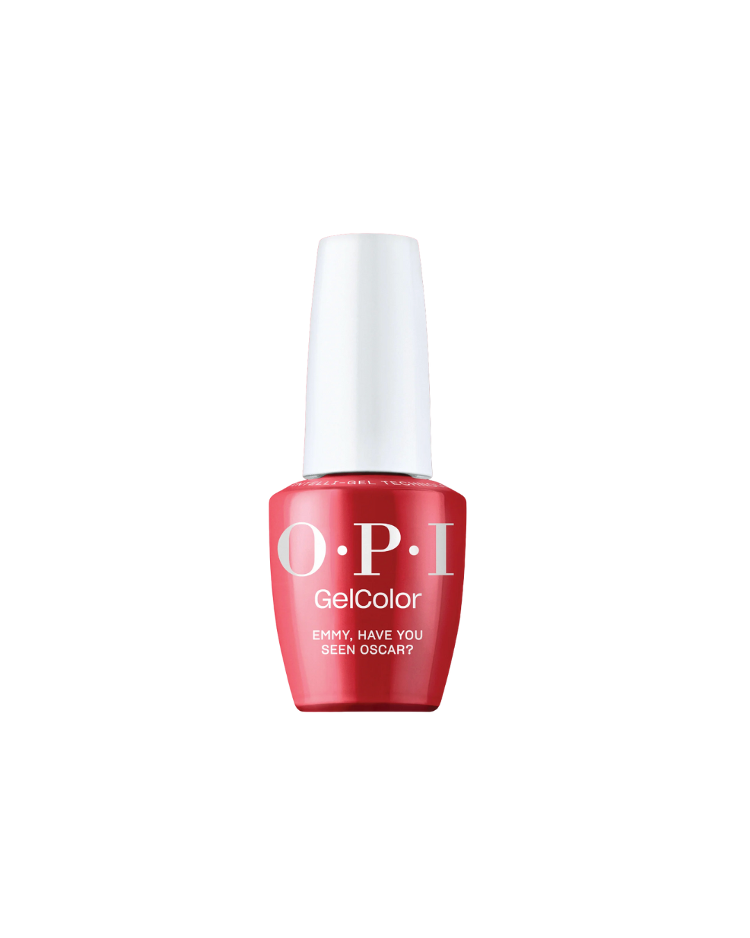 Red OPI nail polish bottle on a white background