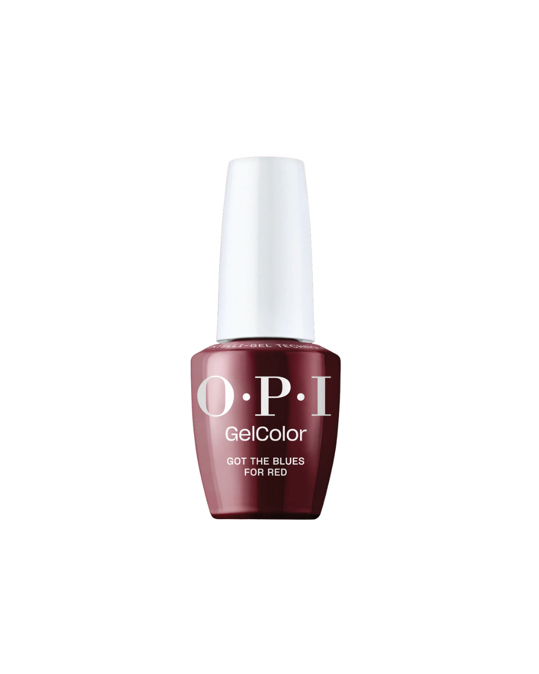 OPI GelColor nail polish bottle with a white cap on a white background