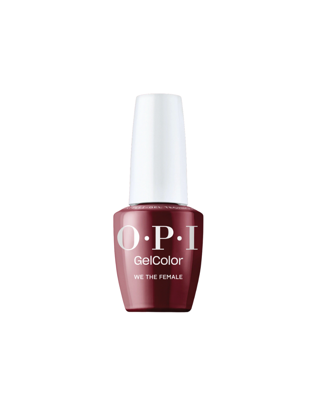 OPI nail polish bottle with a white cap on a white background
