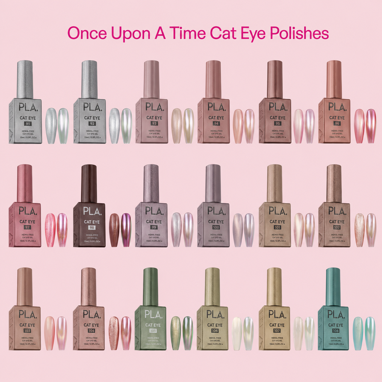 PLA Once Upon A Time Cat Eye Gel Polish Collection – 18 Enchanted Forest Shades, Earthy Cat Eye