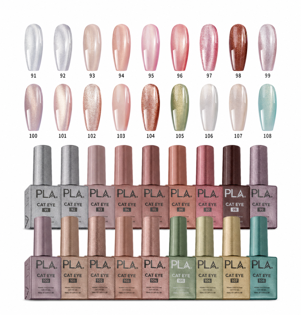 PLA Once Upon A Time Cat Eye Gel Polish Collection – 18 Enchanted Forest Shades, Earthy Cat Eye