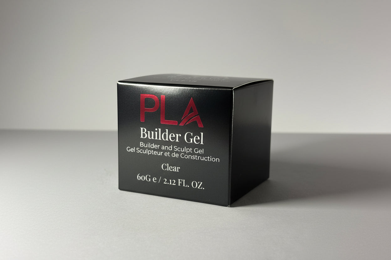 Black box of PLA Builder Gel on a light gray background