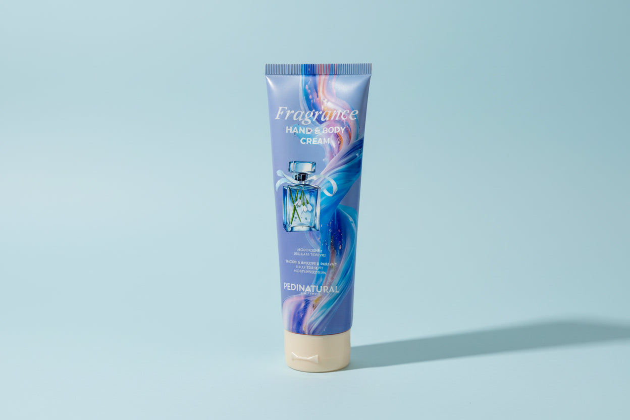 Tube of Pedinatural Fragrance Hand & Body Cream on a white background