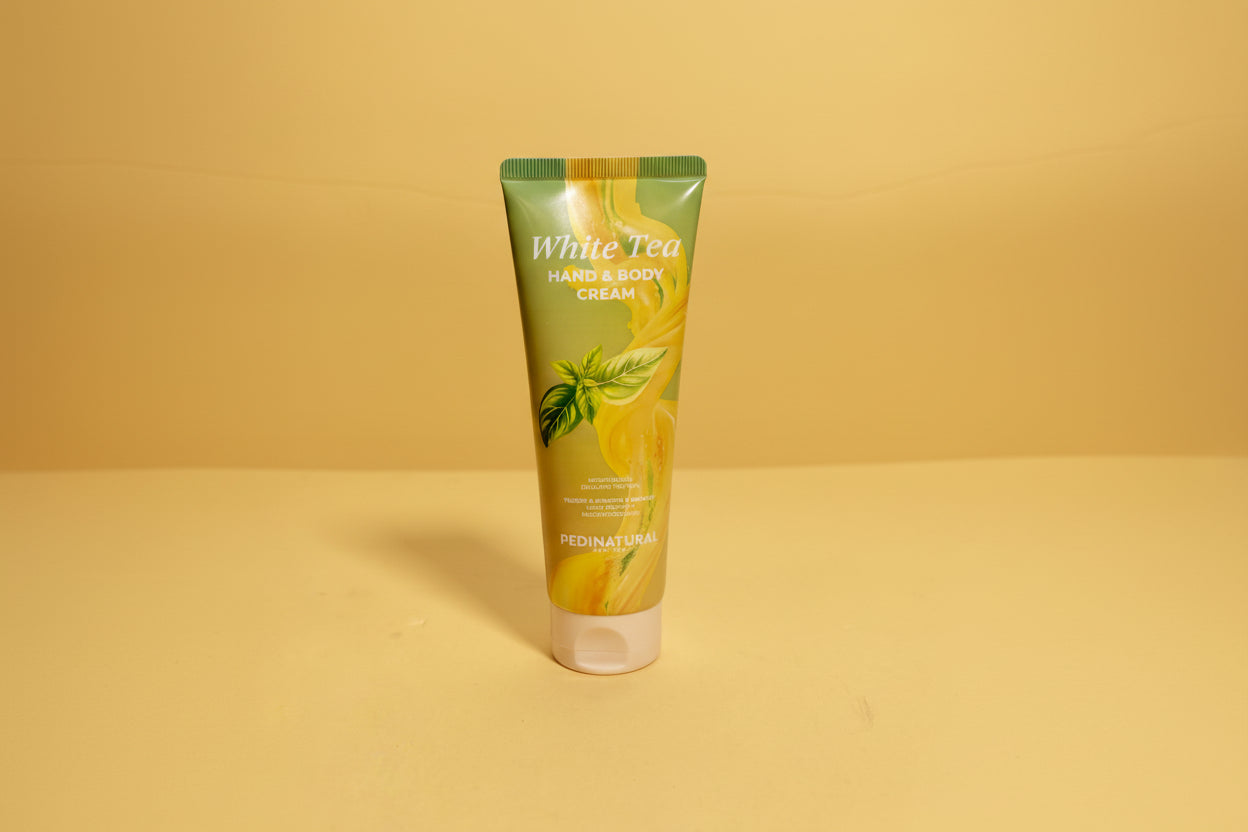 Tube of White Tea Hand & Body Cream on a white background