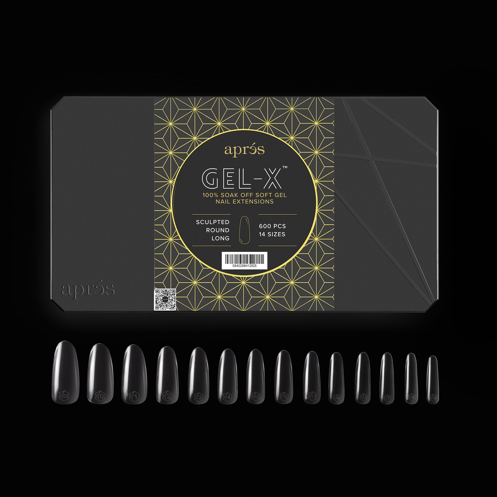 Aprés Gel-X® Sculpted Round Tips | 600pc Soft Gel Full-Cover Tips, 14 Sizes (00-9) for Structured Manicures