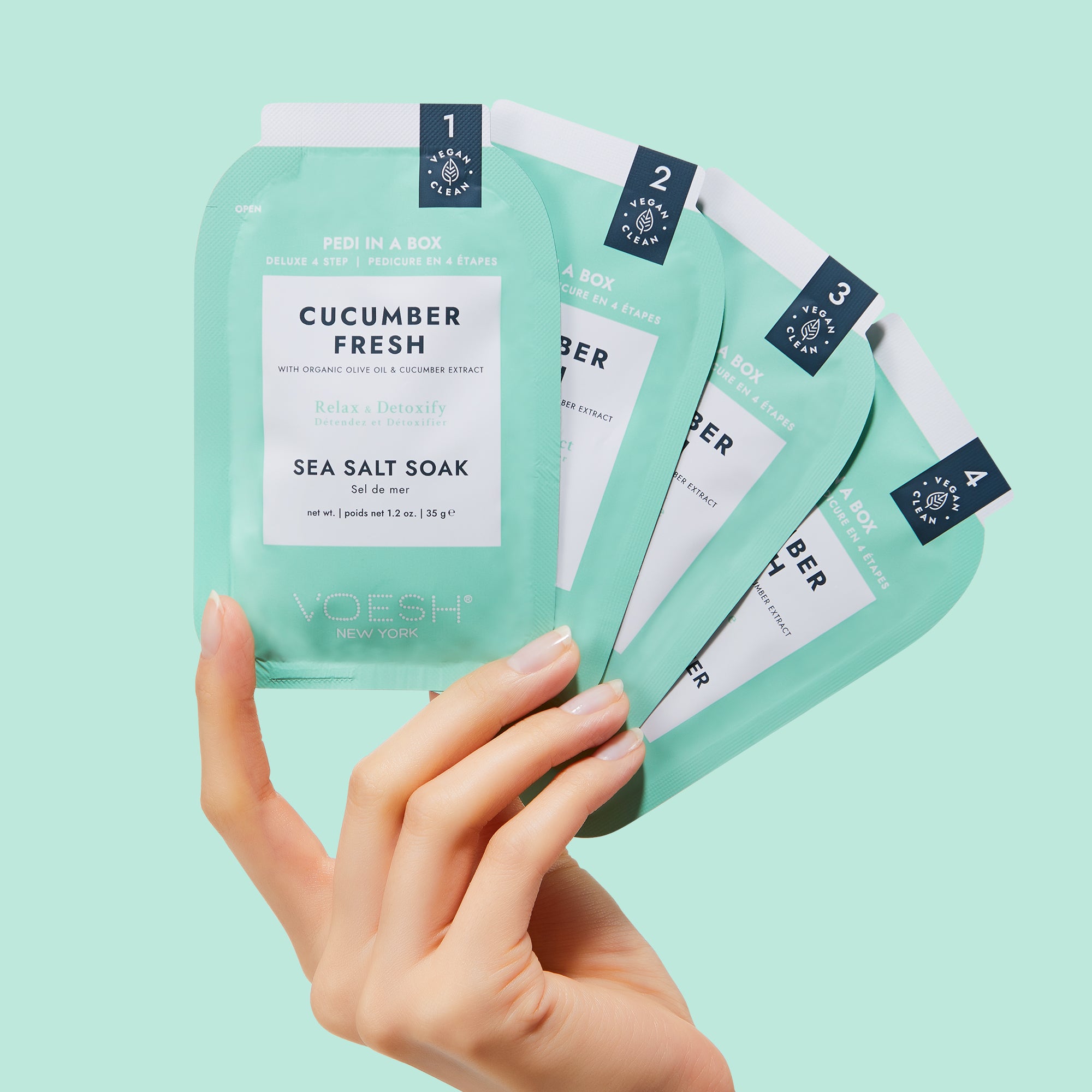 VOESH Relaxing Spa Pedicure Kit 4 Steps - The Refresh Spectrum 3-Pack (Cucumber, Eucalyptus & Jasmine)