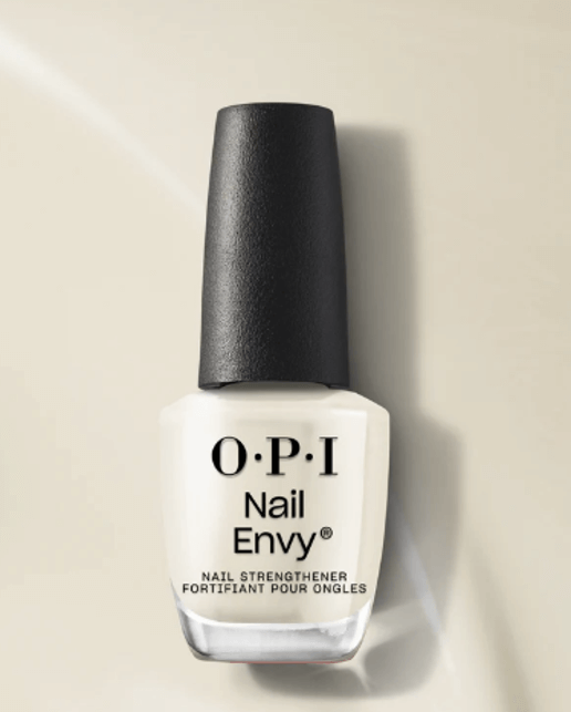 OPI Nail Envy nail strengthener bottle on a beige background