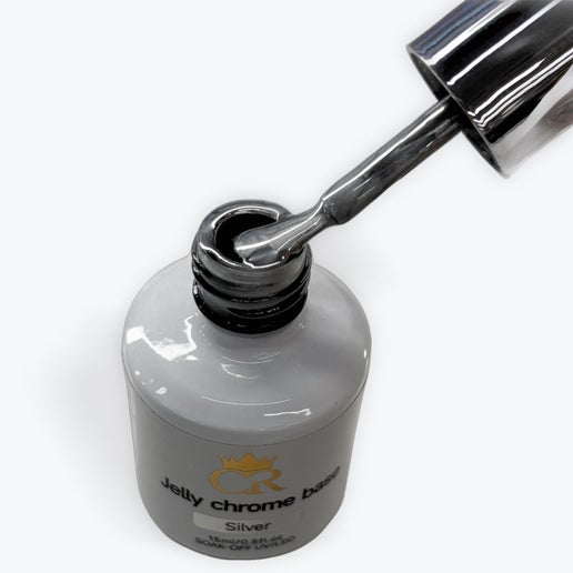 CROWN Metallic Silver Nail Design