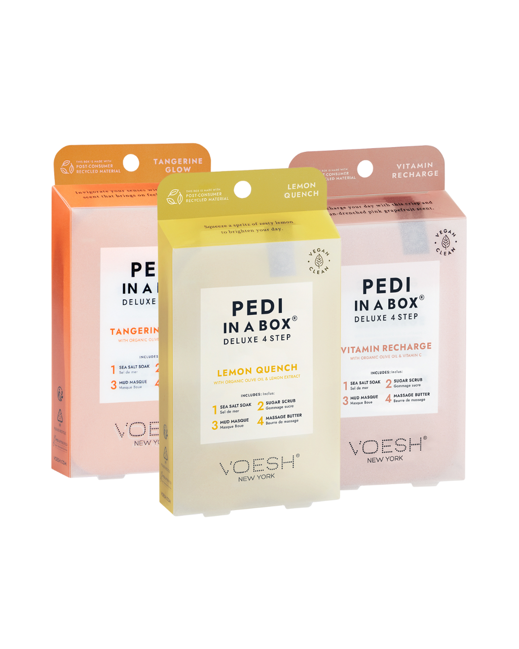 VOESH Pedi Kit 4 Steps - The Citrus Revival Collection (Tangerine Glow, Lemon Fresh and Vitamin Recharge)