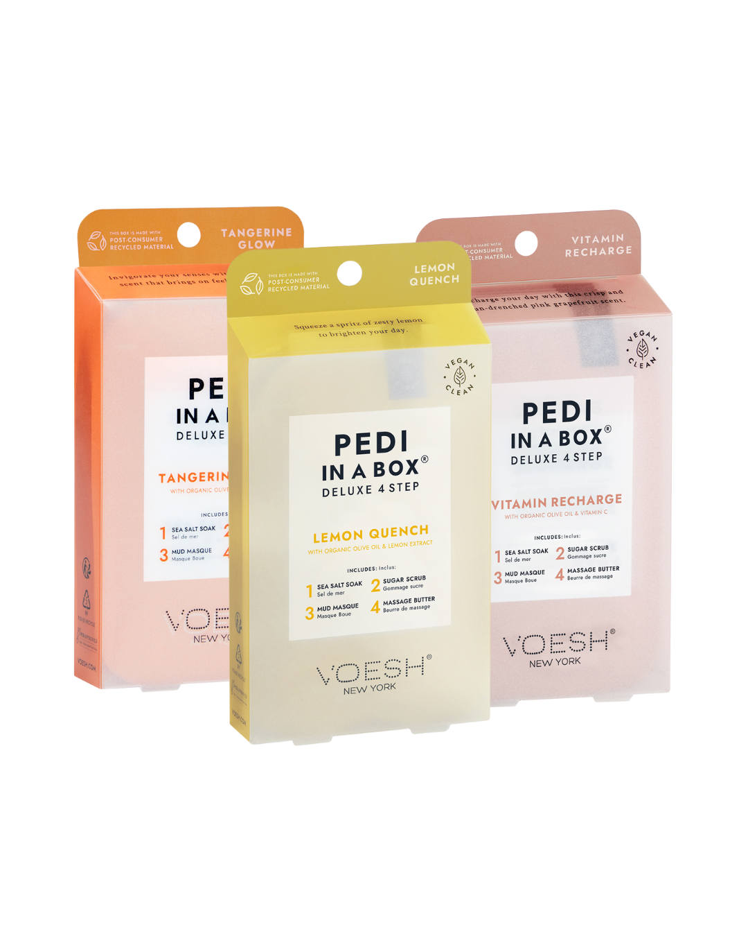 VOESH Pedi Kit 4 Steps - The Citrus Revival Collection (Tangerine Glow, Lemon Fresh and Vitamin Recharge)