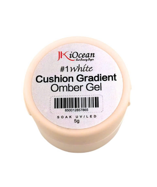 Jar of cushion gradient omber gel with a label on a white background